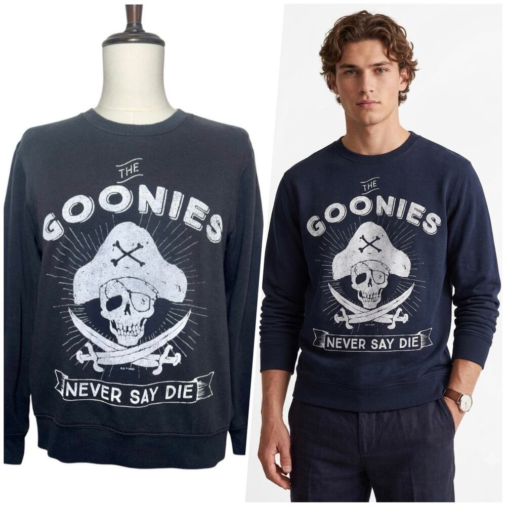 The Goonies | Unisex | Never Say Die Washed Black Graphic Sweatshirt | Small